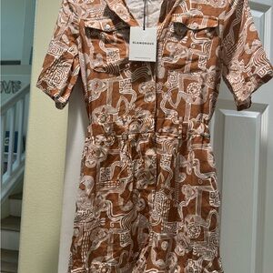 Brown Tribal Print Playsuit